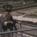 A soldier assigned to the 82nd Airborne Division provides security at Hamid Karzai International Airport, Afghanistan, August 21, 2021. Picture taken August 21, 2021.  U.S. Marine Corps/Cpl. Davis Harris/Handout via REUTERS THIS IMAGE HAS BEEN SUPPLIED BY A THIRD PARTY.